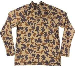 Mens Orvis Pullover Camo 1/4 Zip Lightweight Hunting Base Layer Shirt Medium